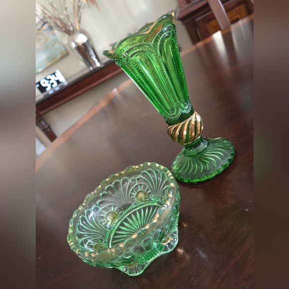 Vintage Trumpet Vase and Bowl - Picture 2 of 16